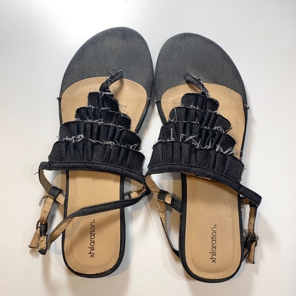 Xhilaration Shoes Xhilaration Charcoal Denim Ruffle Distressed Poshmark